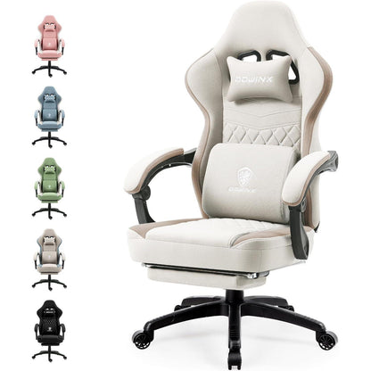 Gaming Stuhl Stoff Massage Sessel mit Fußstütze ergonomisch