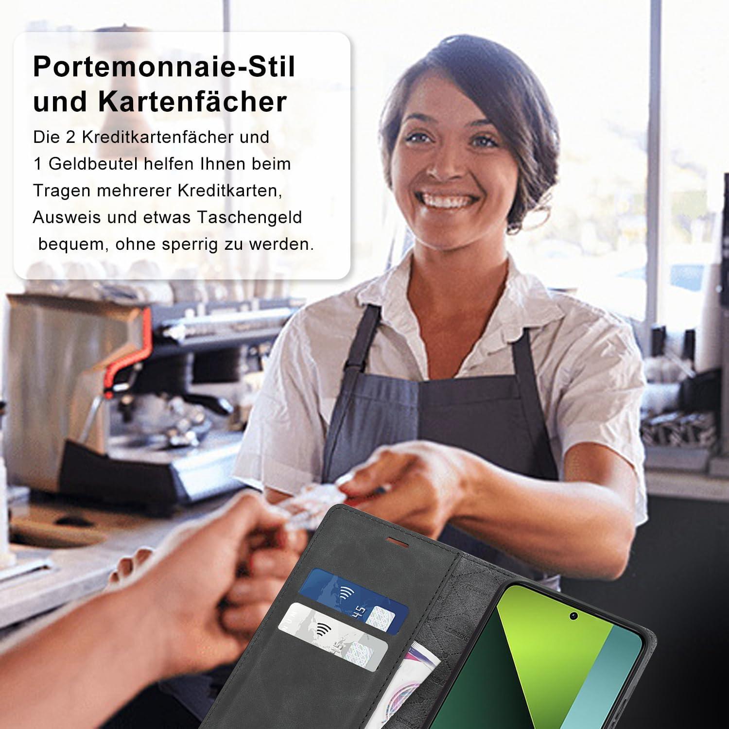 Handyhülle Xiaomi Redmi Note 13 Pro 5G Poco X6 Pro 5G Leder mit Schutzfolie