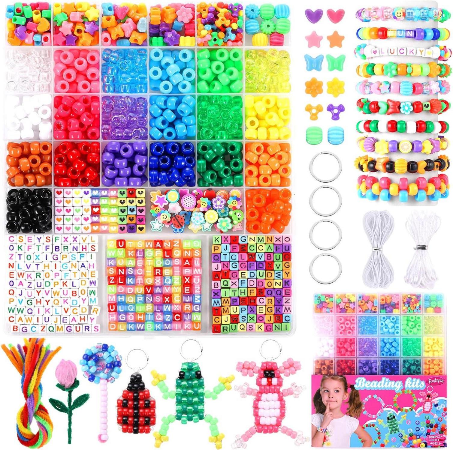 Perlen Set für Kinder Mädchen: 1000+ Stück, 20 Farben, zum