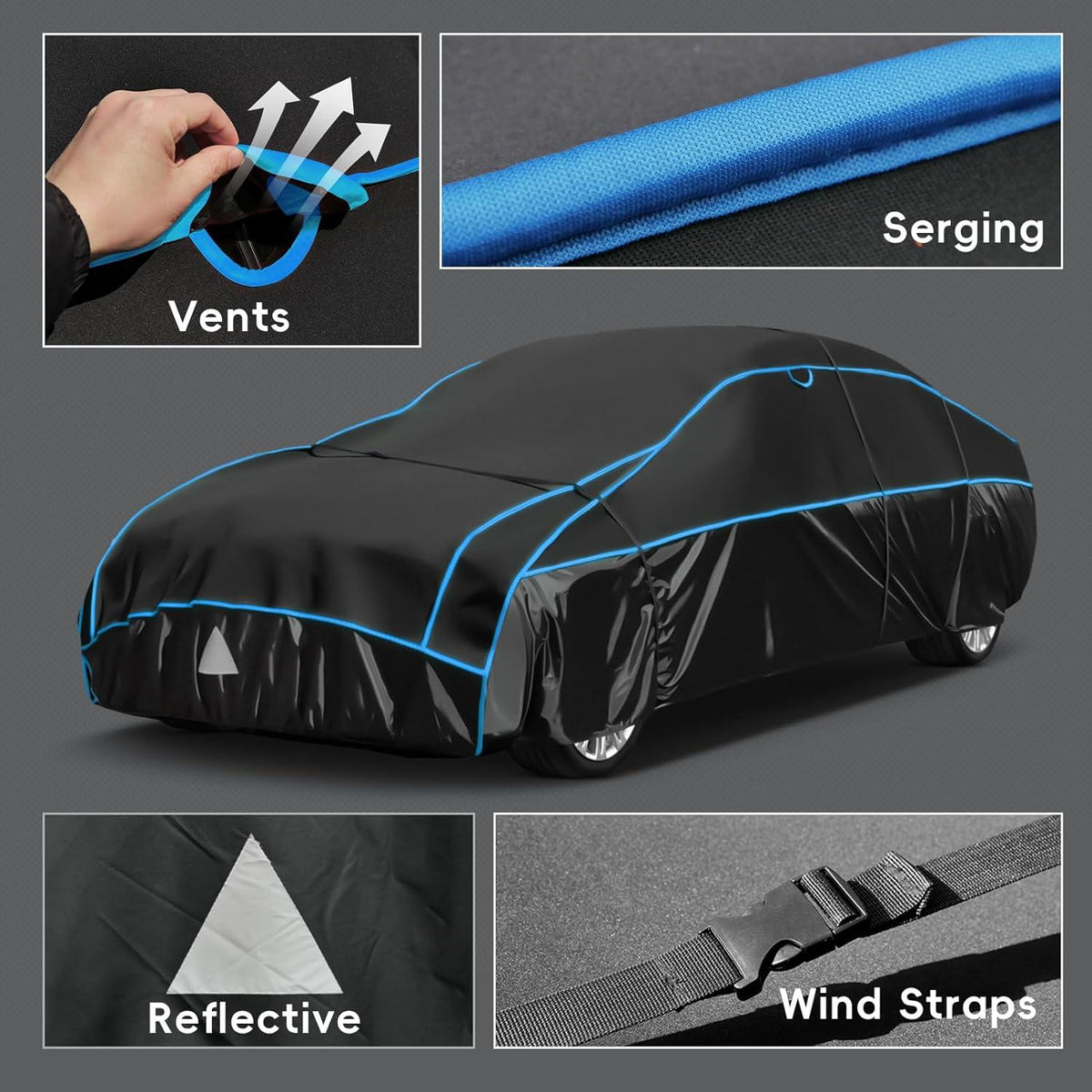 PKW Hagelschutzplane Autoabdeckung SUV Jeep 4x4 Schwarz 460 cm Hagel Regen Sonne