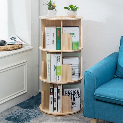 Drehbares Bücherregal Kiefernholz – 3-stöckig, 44cm Durchmesser
