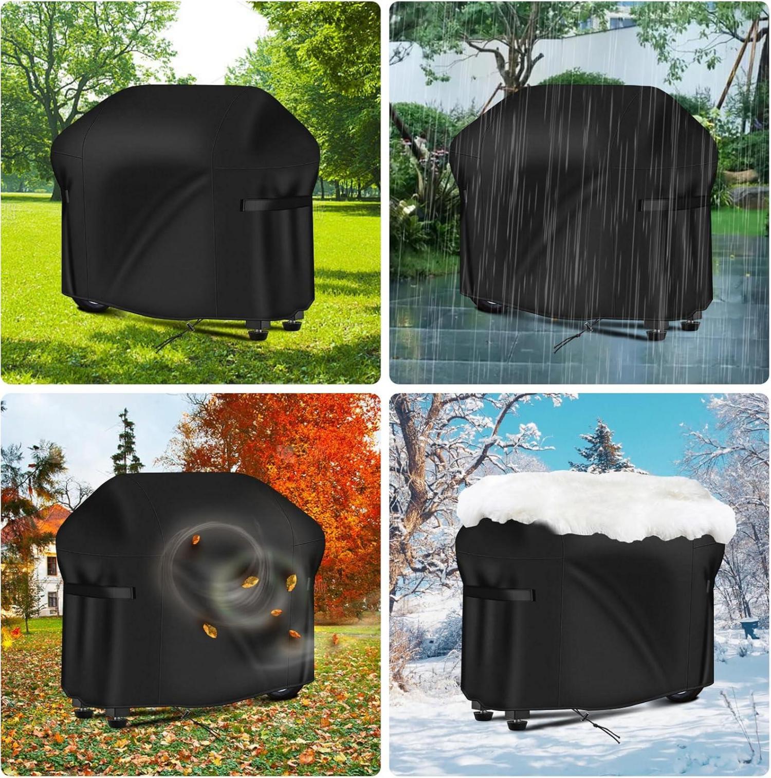 Grillabdeckung Vniyors 147x61x122cm Schwarz Wetterfest Oxford-Gewebe