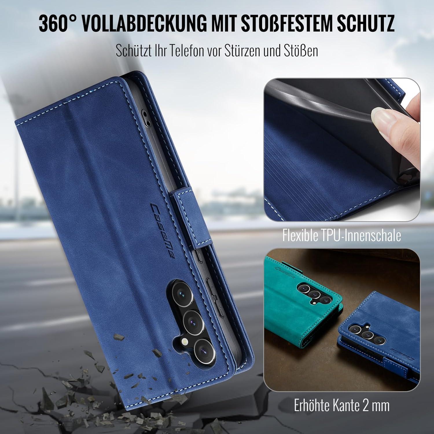 XYGLOW Samsung Galaxy A55 5G Hülle Klappbar PU Leder RFID Schutz Blau