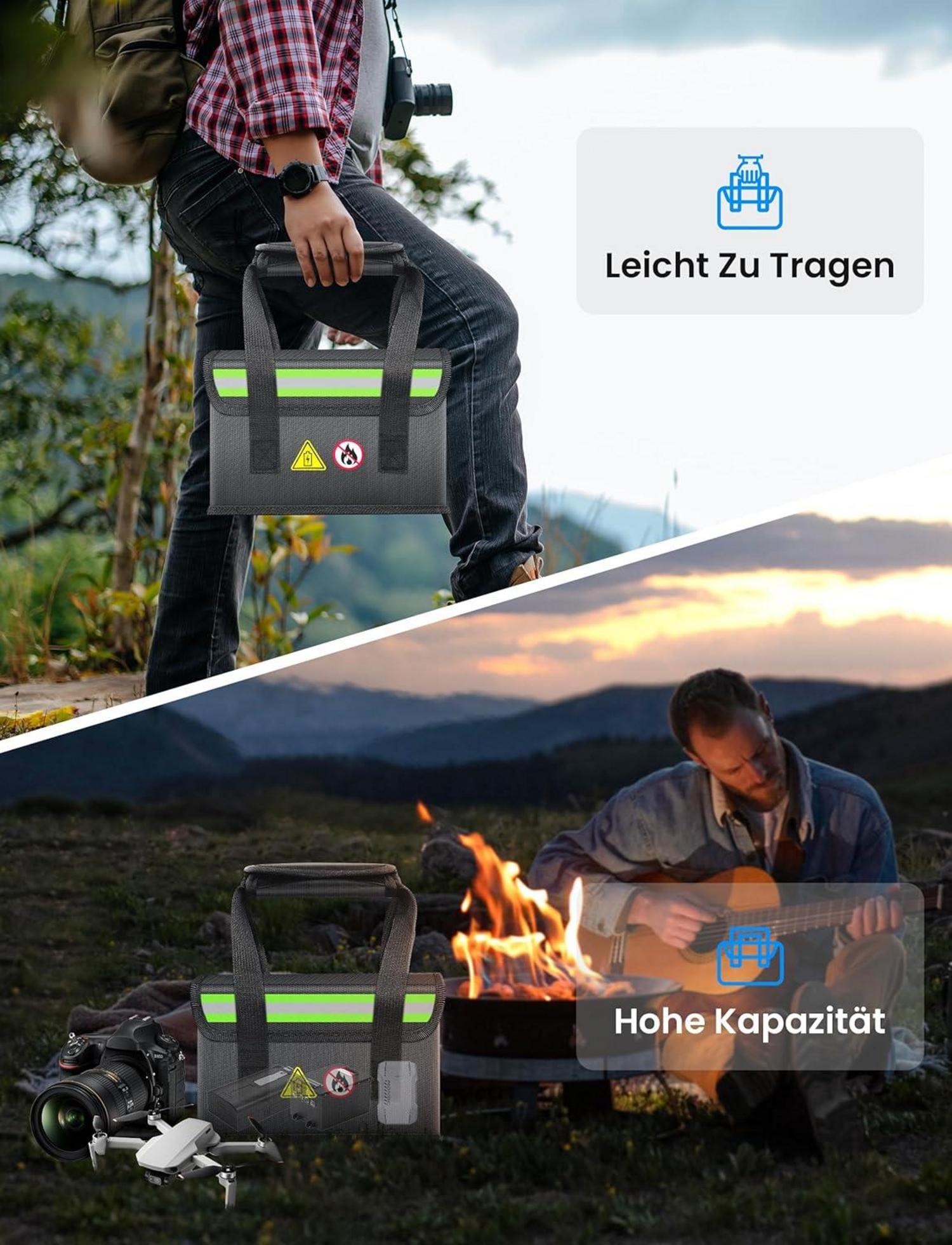 COICER Lipo Safe Bag Feuerfest mit Griff und reflektierenden Streifen