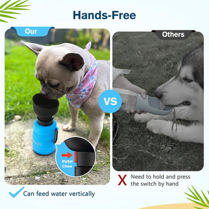 Pecute Hundewasserflasche Faltbare Trinkflasche für Hunde 850ml Blau