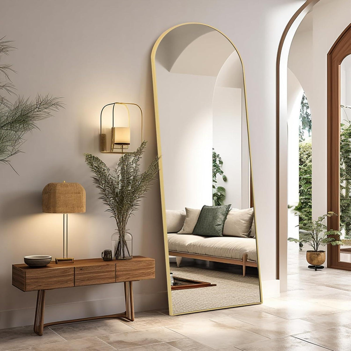 Gewölbter Ganzkörperspiegel 161x52cm – Stehspiegel für Schlafzimmer & Wohnzimmer