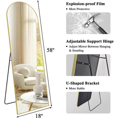 Gewölbter Ganzkörperspiegel – Stehspiegel 147x44cm Gold