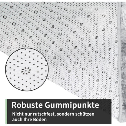 Hochflor Teppich Grau 140x200 – Flauschiger Wohnzimmerteppich Waschbar