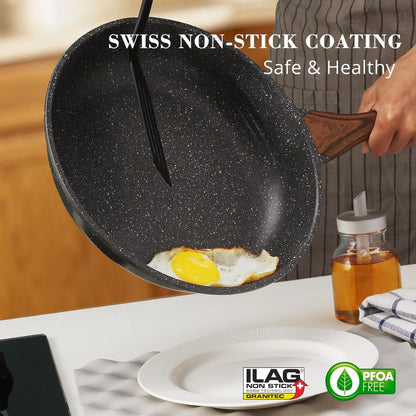 SENSARTE 28cm Antihaft Bratpfanne mit Deckel, Schweizer