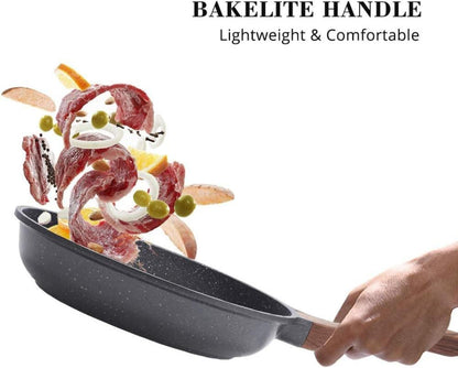 Antihaft Bratpfanne mit Deckel 28cm Granit Beschichtung geeignet für