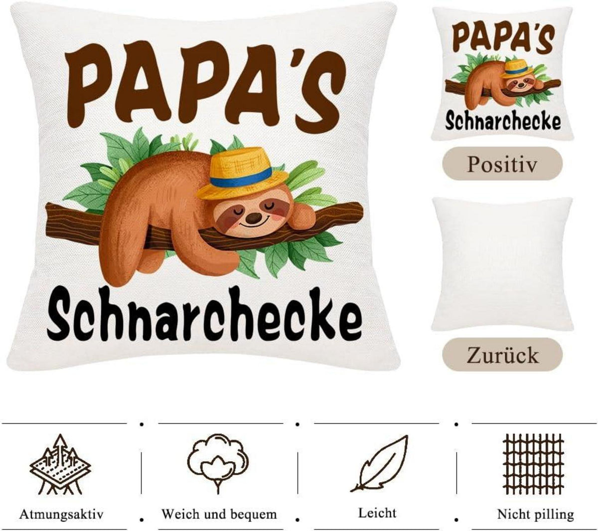 Vatertagsgeschenk Kissenbezug Sprüchen Papas Schnarchecke 45x45