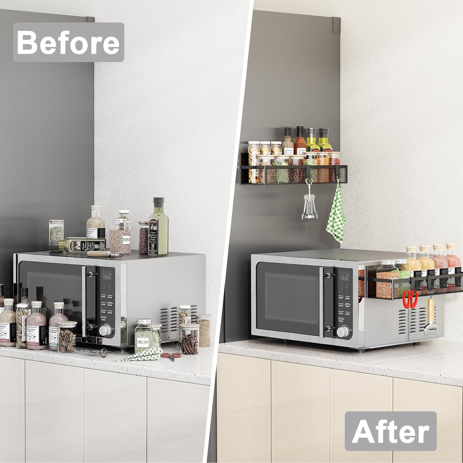 Magnetisches Kühlschrank Gewürzregal 2er Pack mit beweglichen Haken