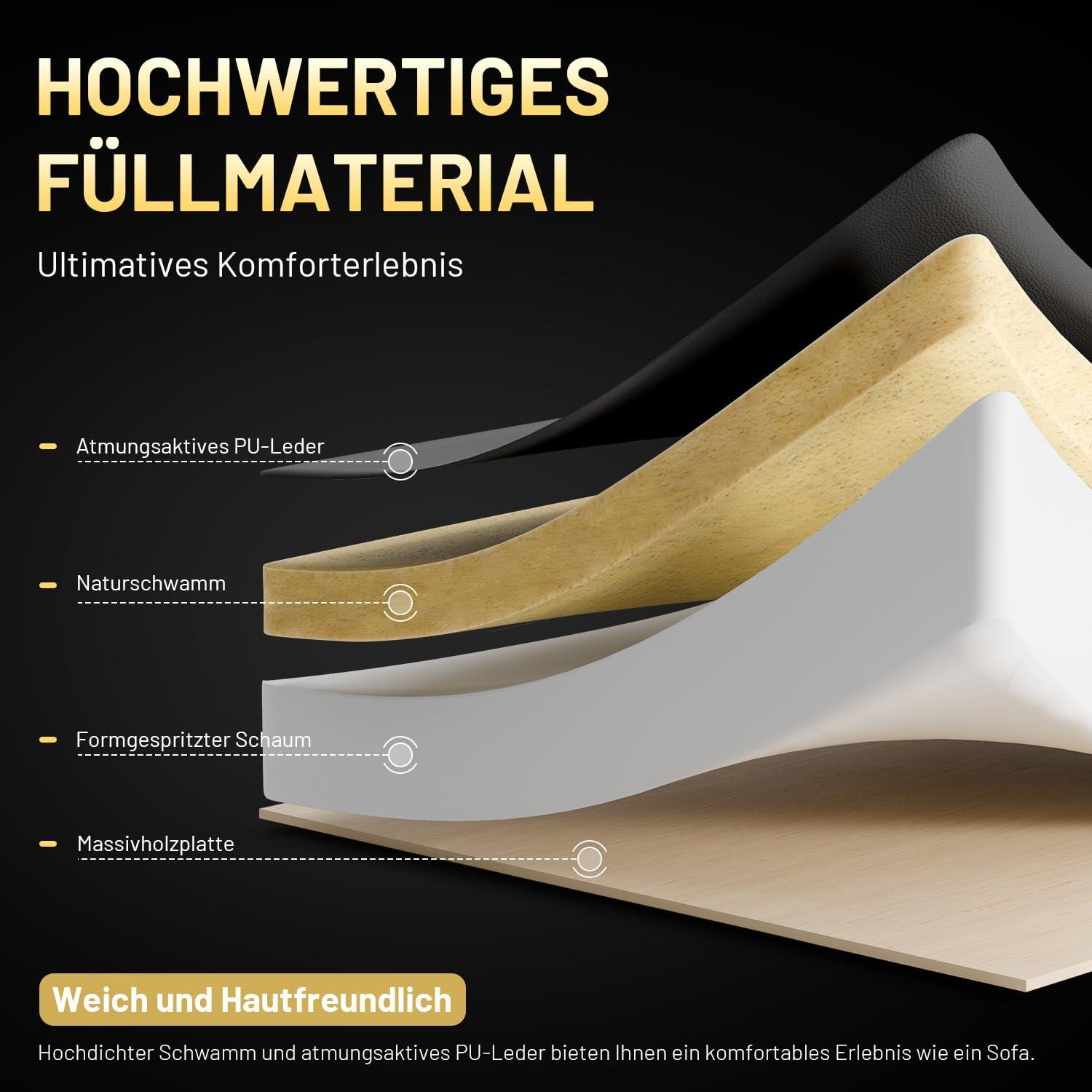 Ergonomischer Gaming Stuhl mit Kopfstütze und Lendenkissen, Grau