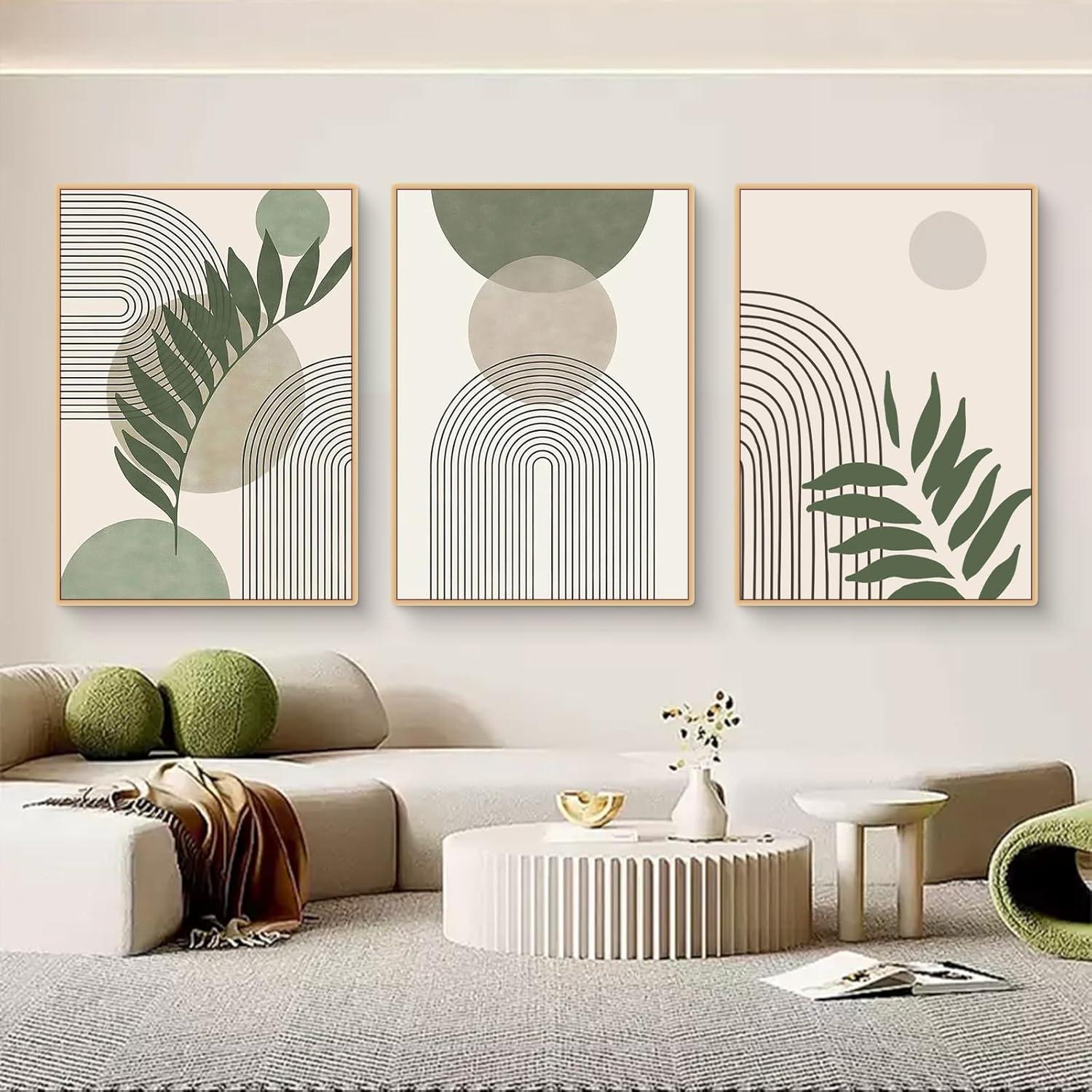3-teiliges Moderne Grüne Pflanze Boho Poster Set Wandbilder