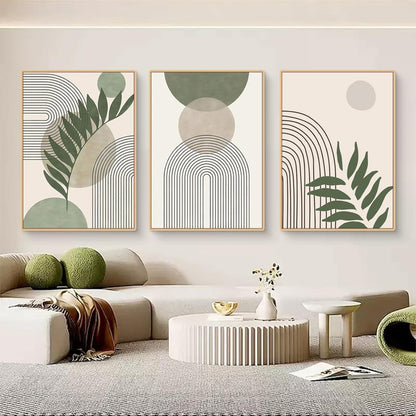 3-teiliges Moderne Grüne Pflanze Boho Poster Set Wandbilder