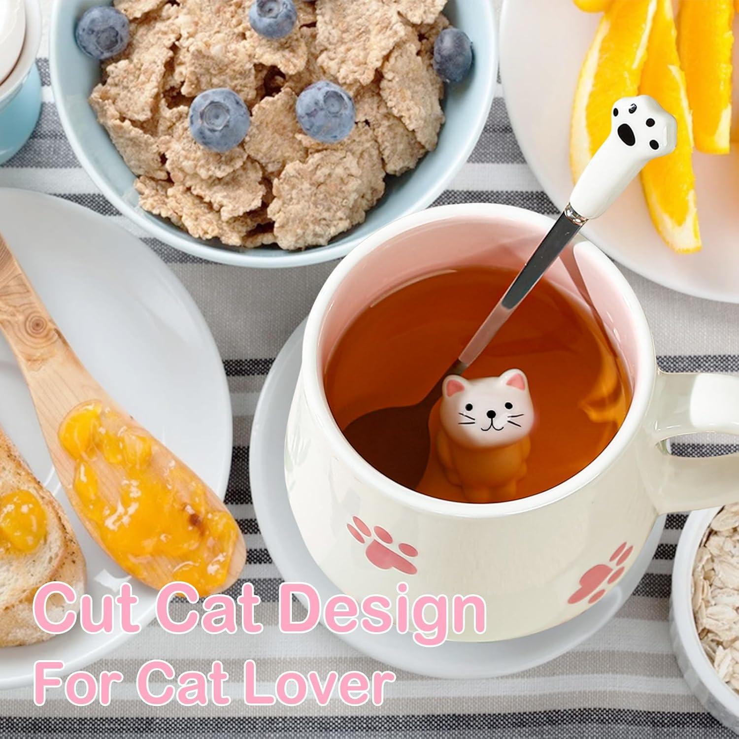 Süße Katze Kaffeetasse Teetasse mit Deckel Löffel 3D Tasse Frauen Geschenk