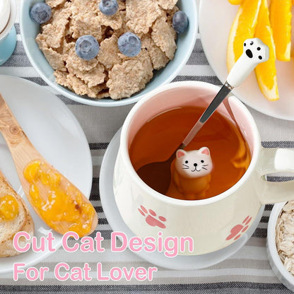 Süße Katze Kaffeetasse Teetasse mit Deckel Löffel 3D Tasse Frauen Geschenk