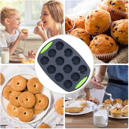 Mini Muffins Backform Silikon 12 Muffins Dunkelgrau Antihaft Cupcakes