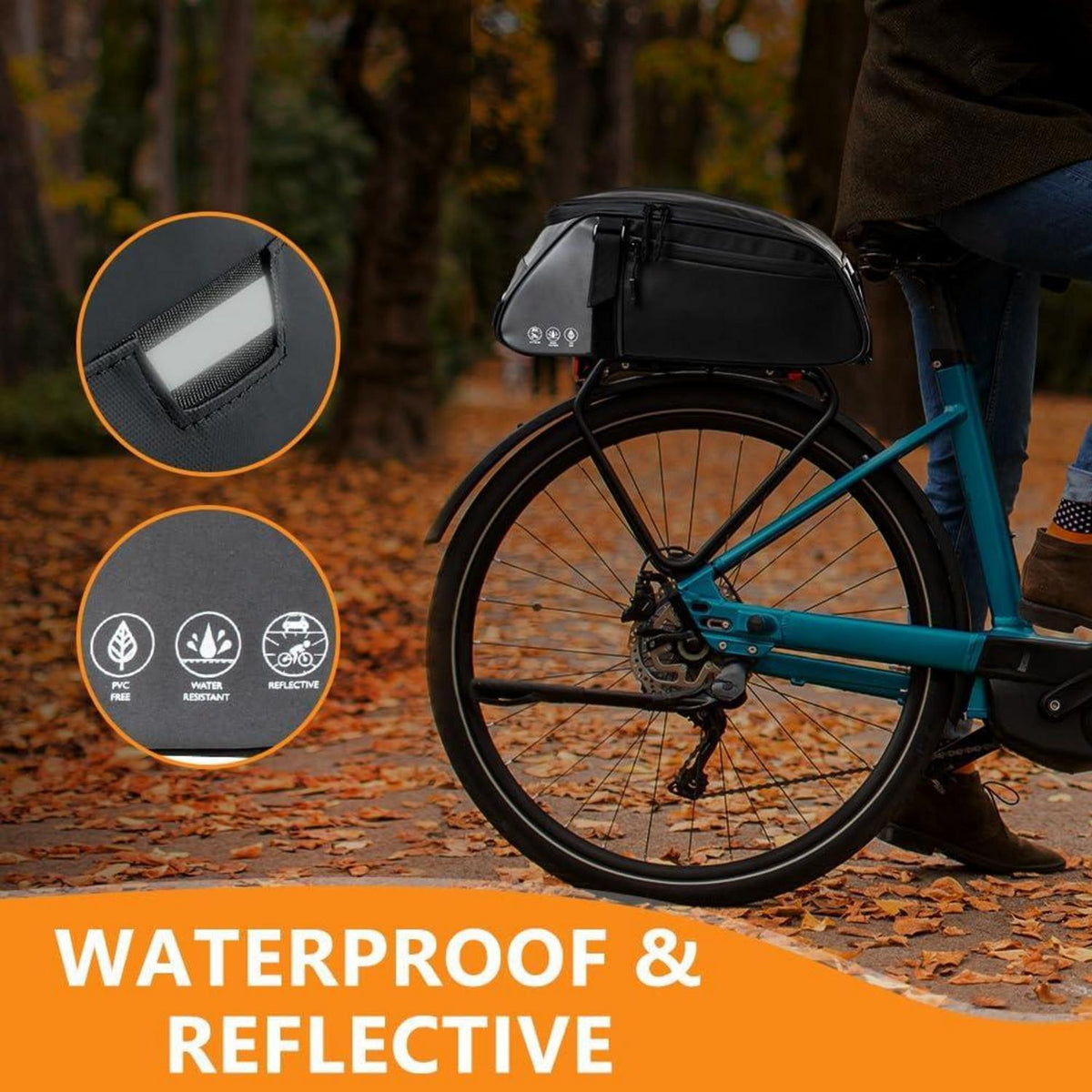 Fahrrad Gepäckträgertasche 2 IN 1, 8L wasserdicht reflektierend