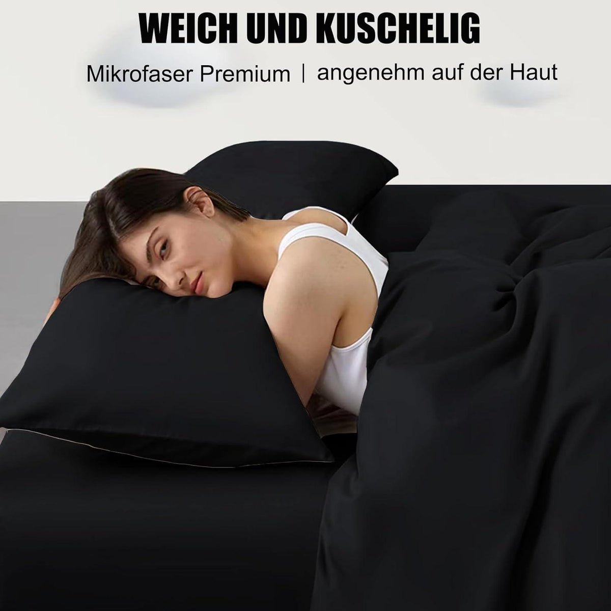 Kissenbezug 40x60 2er Set Schwarz Mikrofaser Reißverschluss