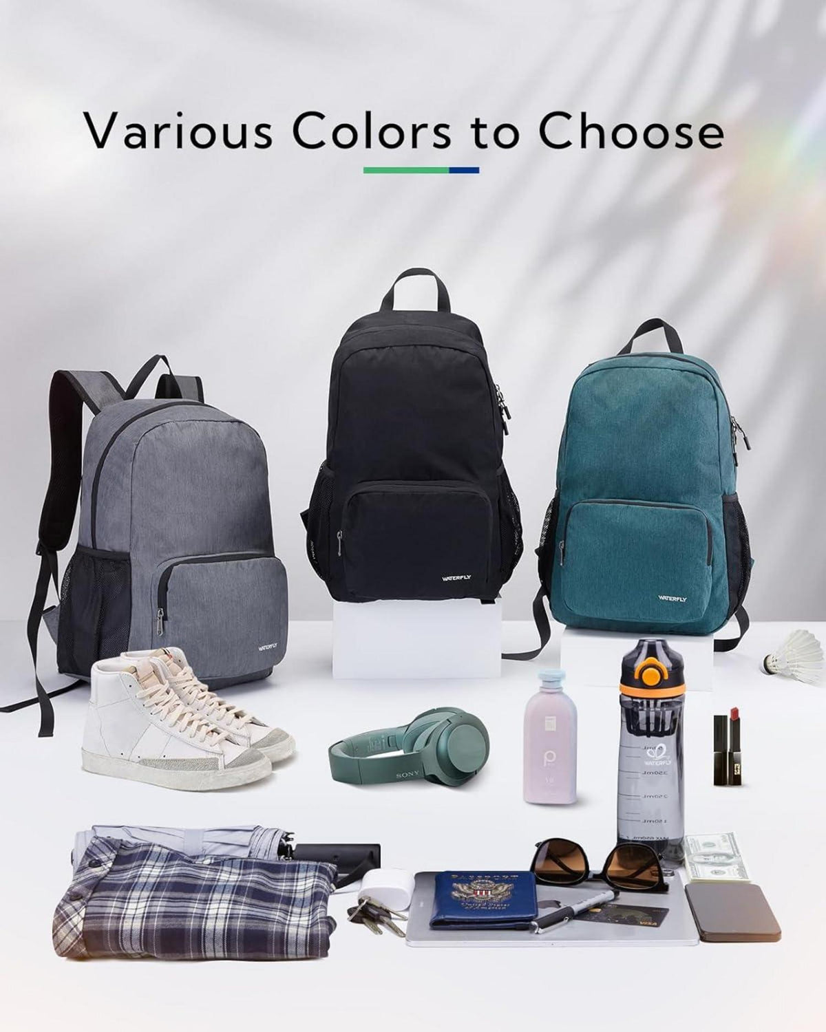 Faltbarer Wanderrucksack 20L: Leichter Klapprucksack Daypack mit