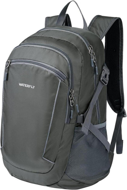 Faltbarer Wander-Rucksack mit 28L Nassfach - Leichter Trekking-Rucksack für Outdoor, Camping - Dunkelgrau