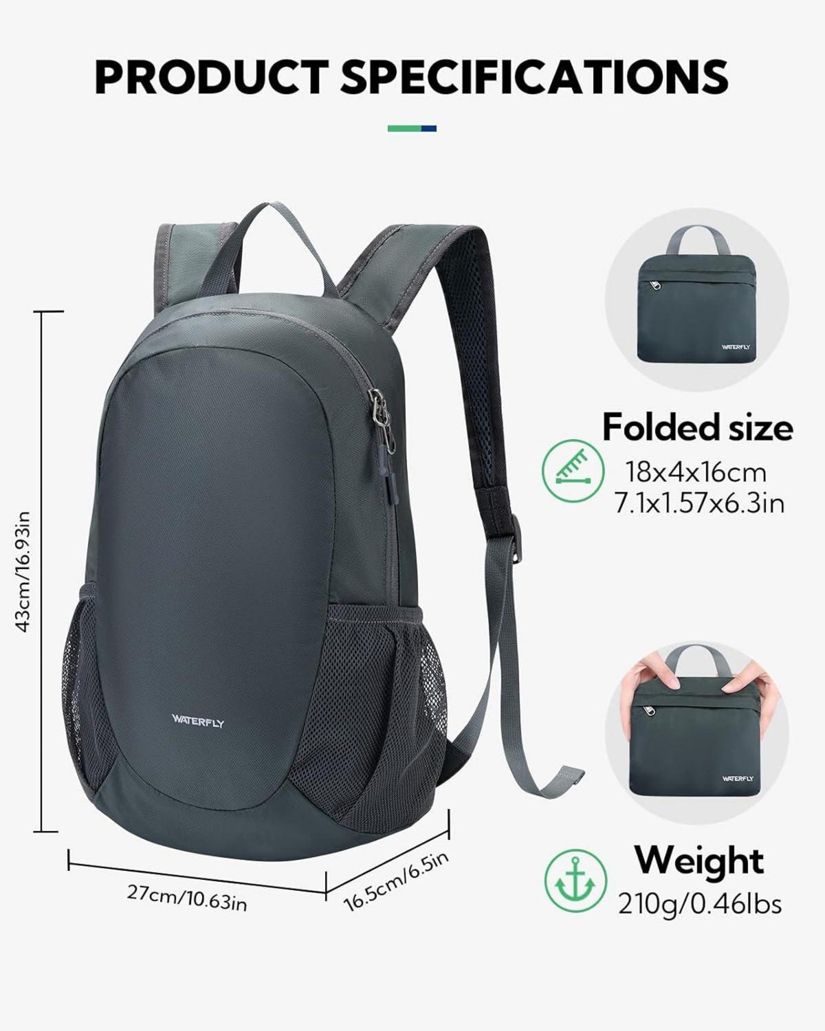 Ultraleichter Faltbarer 18L Rucksack für Outdoor Wandern