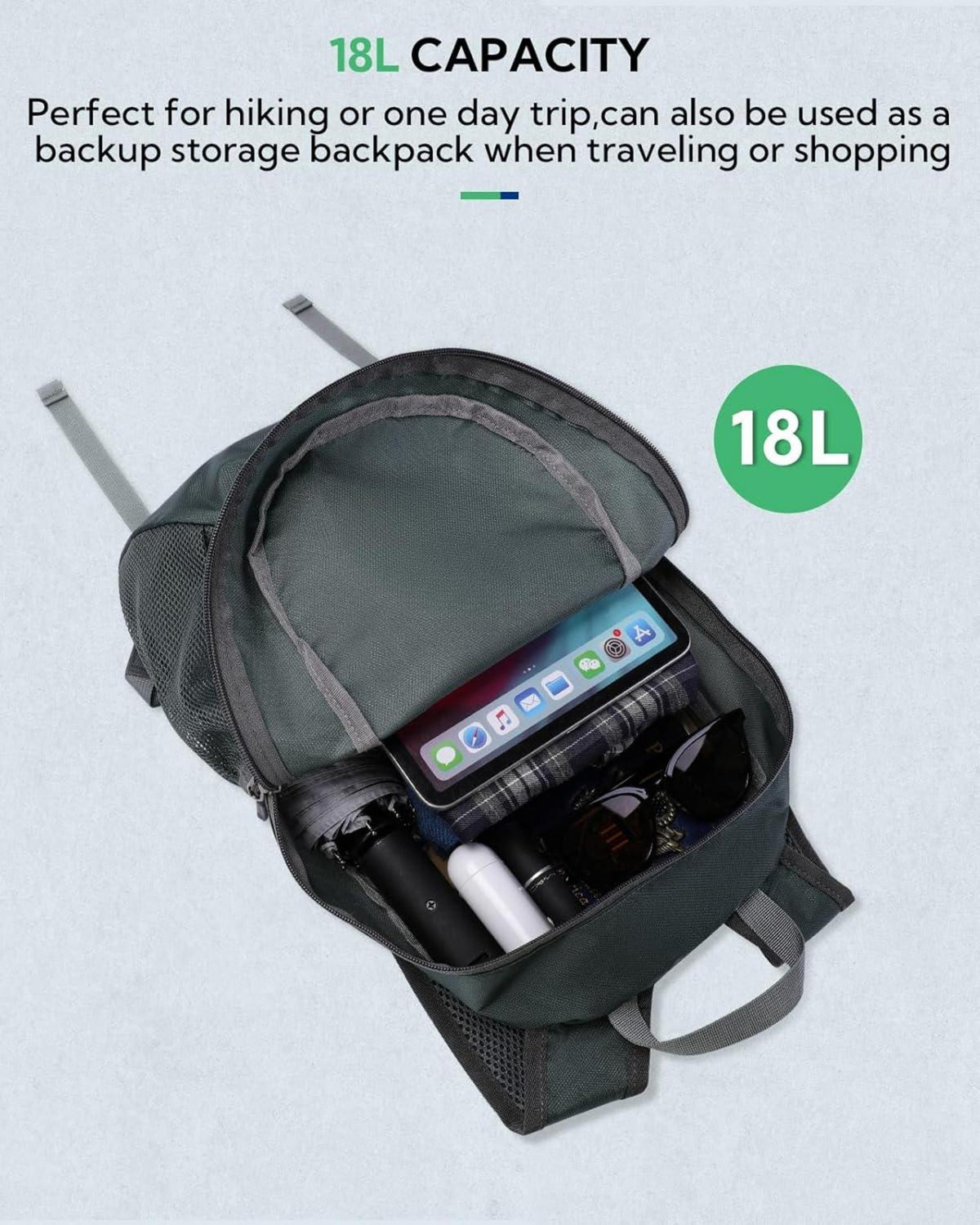 Ultraleichter Faltbarer 18L Rucksack für Outdoor & Reisen