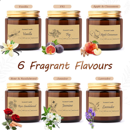 6er Pack Bio Aromatherapie Duftkerzen Geschenkset für Frauen