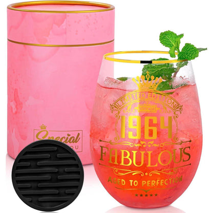 Weinglas Set 60. Geburtstag Frauen Gin-Glas-Geschenk-Set