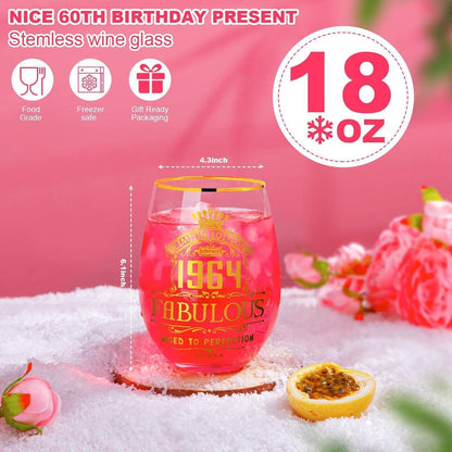 Weinglas Set 60. Geburtstag Frauen Gin-Glas-Geschenk-Set