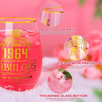 Weinglas Set 60. Geburtstag Frauen Gin-Glas-Geschenk-Set