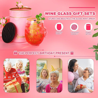 Weinglas Set 60. Geburtstag Frauen Gin-Glas-Geschenk-Set