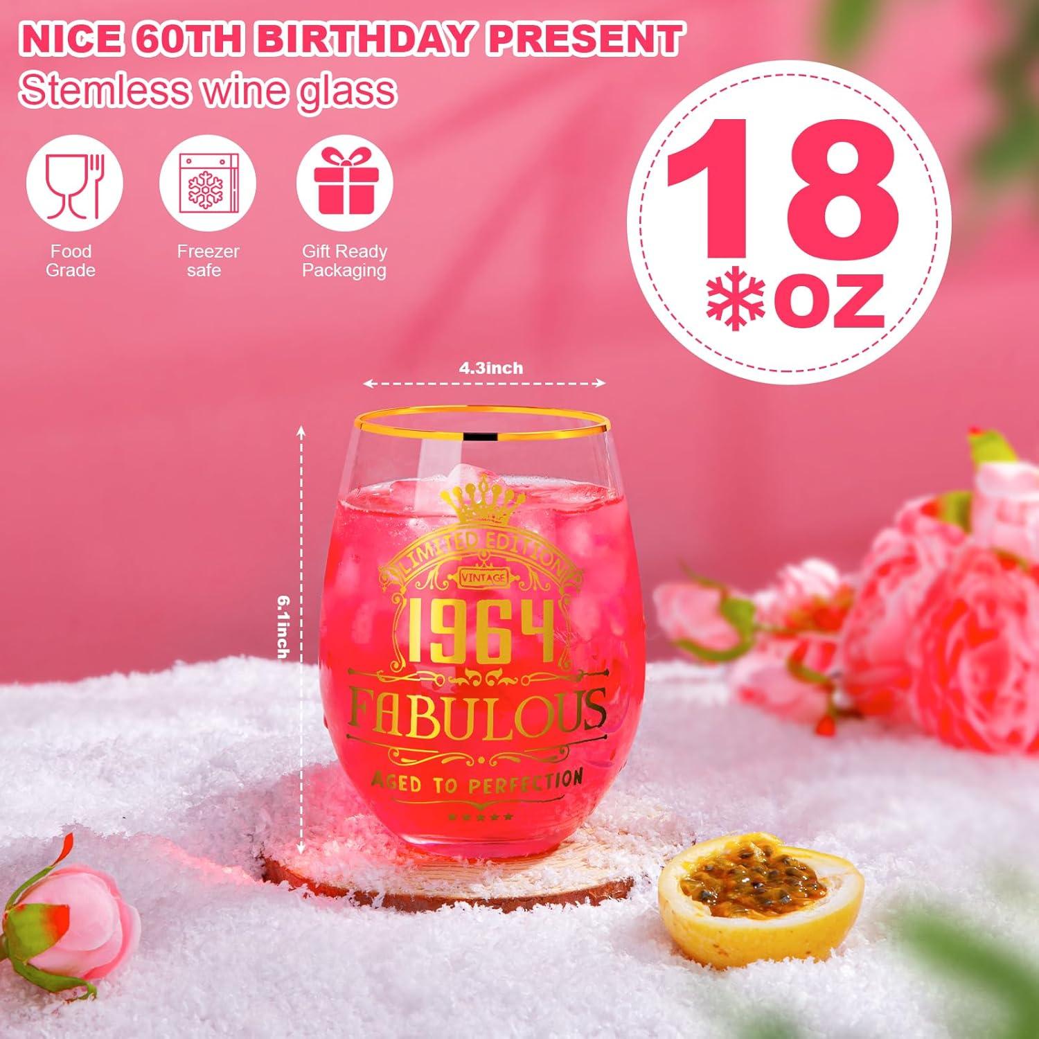 Weinglas Set 60. Geburtstag Frauen Gin-Glas-Geschenk-Set