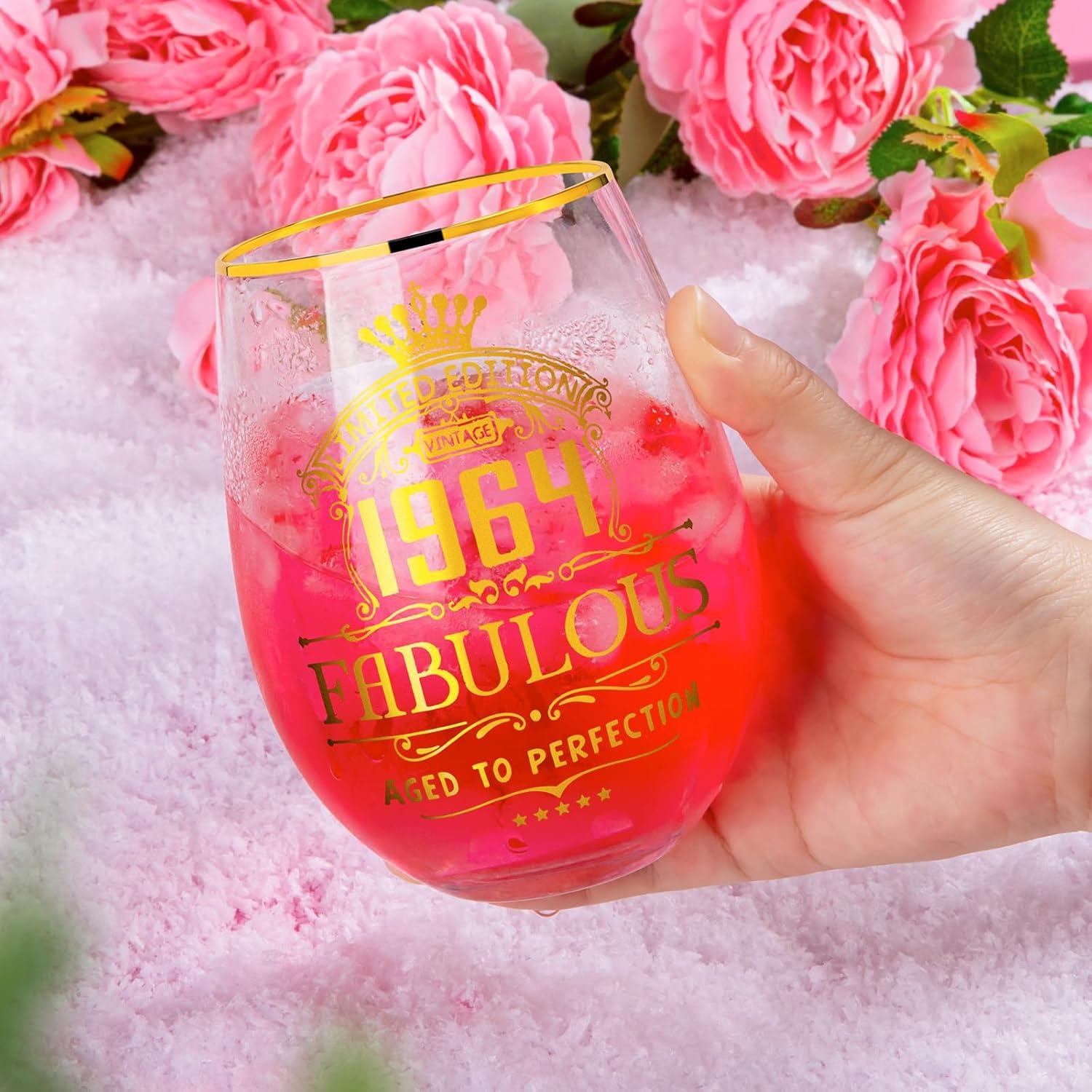 Personalisiertes Weinglas-Geschenkset 60. Geburtstag Frauen Gin-Glas Gin-Glas