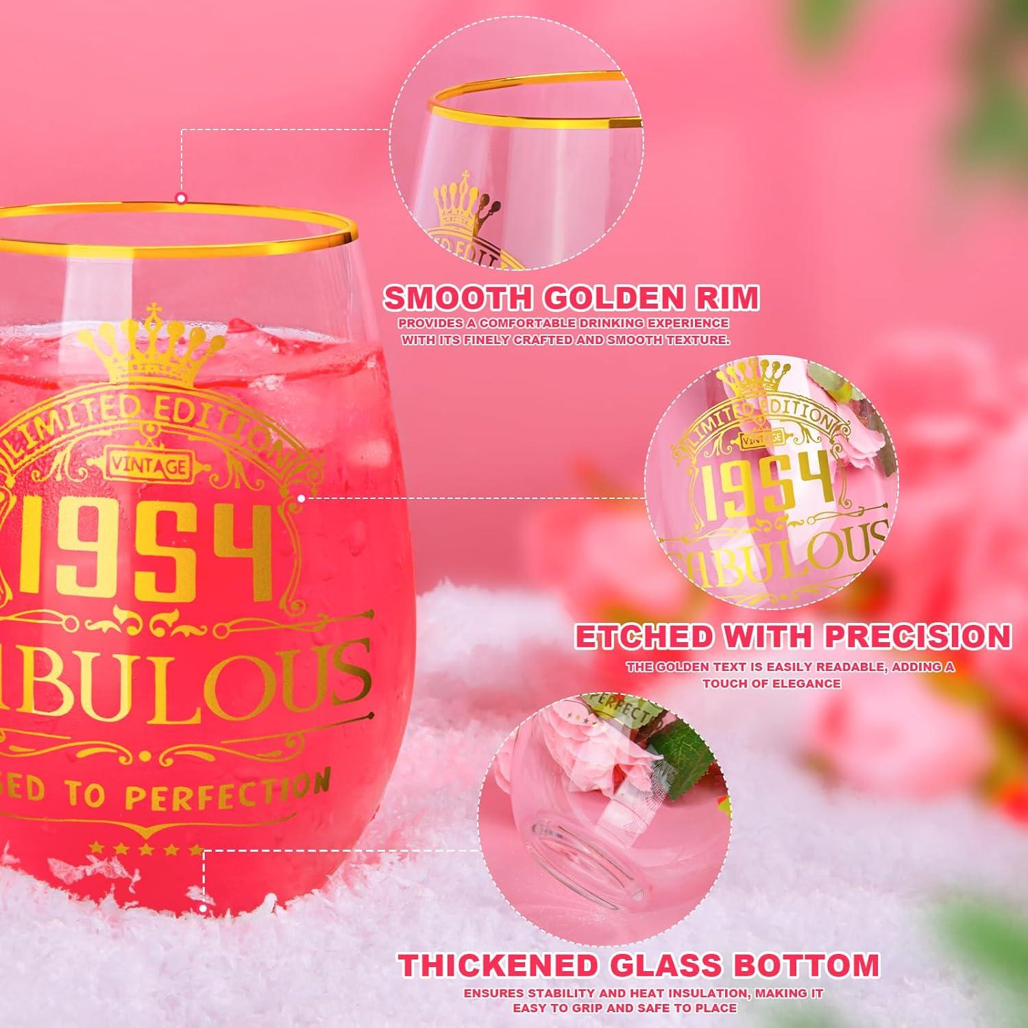 Personalisiertes Gin-Glas-Geschenk-Set zum 70. Geburtstag für Frauen 1954