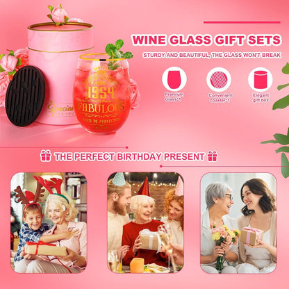 Personalisiertes Gin-Glas-Geschenk-Set zum 70. Geburtstag für Frauen 1954