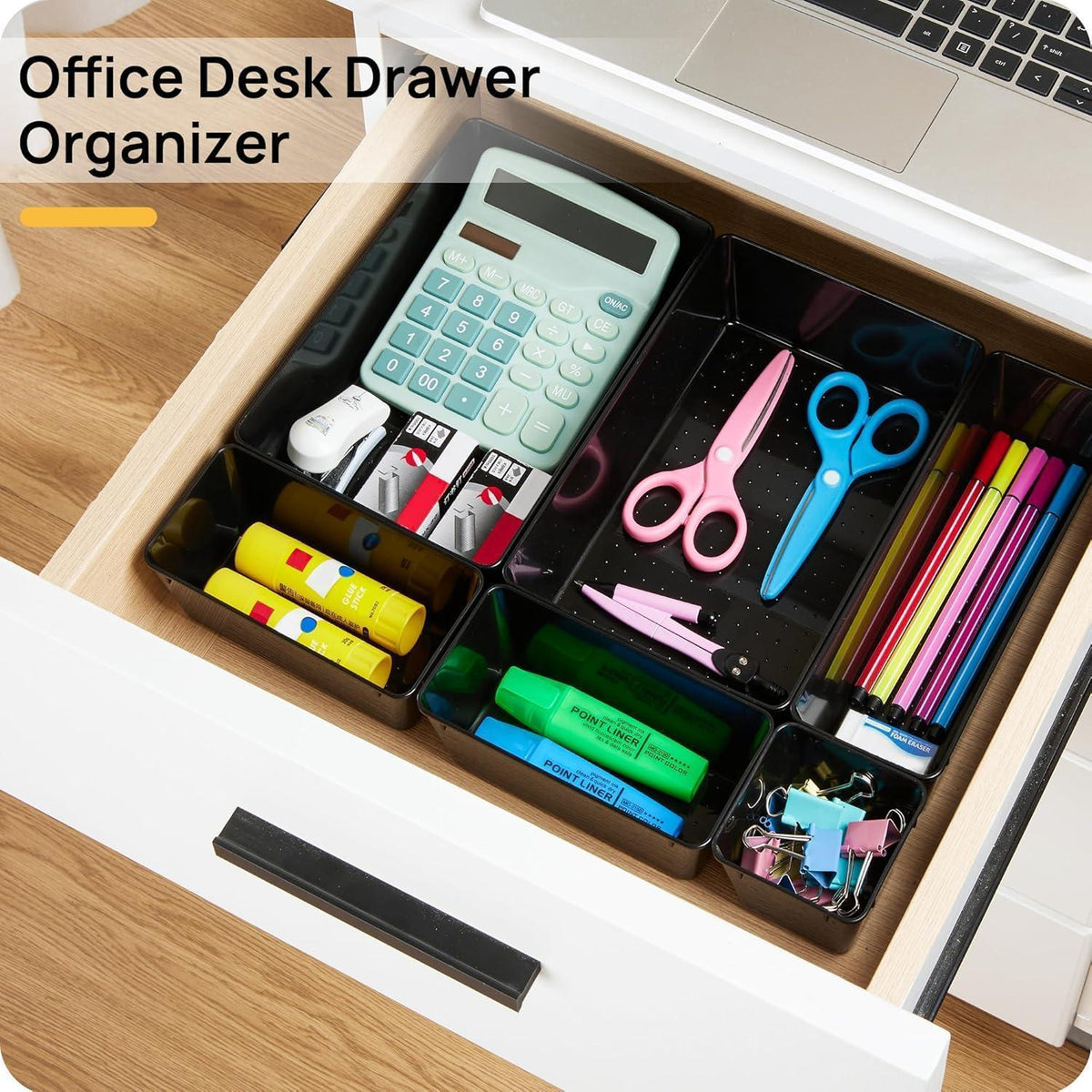 Schubladen-Organizer 25tlg. Kunststoff Schwarz stapelbar