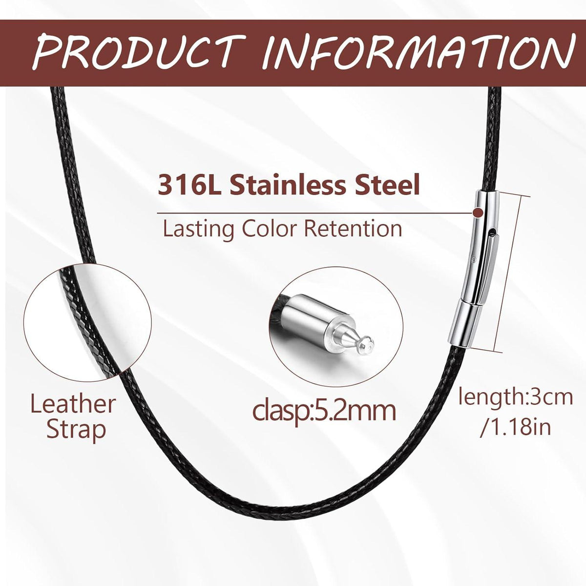 Halskette Armband Schwarz geflochten Kunstleder Braid Edelstahl