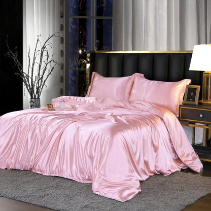 Bettwäsche-Set 135x200cm, Rosa Satin – 4-teilig Luxus
