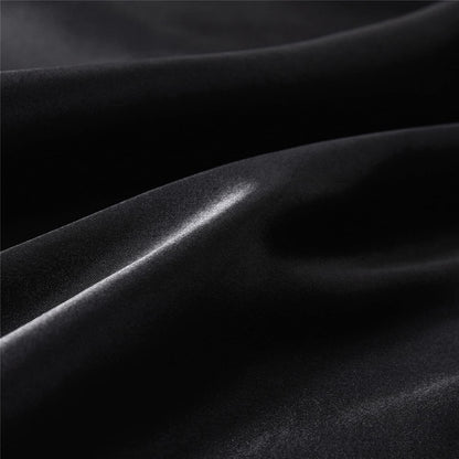 4tlg. Bettwäsche-Set Schwarz 135x200 cm | Satin Glanz