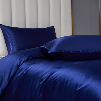 Bettwäsche-Set 135x200cm, 4-teilig, Blau, Satin Glanz