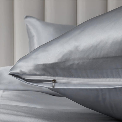 Bettwäsche-Set 135x200 cm Grau, 4-teilig, Glanzsatin