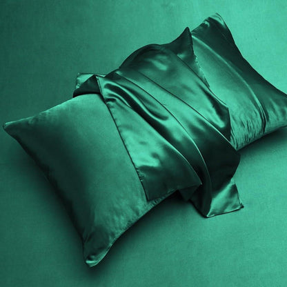 Satin Bettwäsche Set 135x200 Dunkelgrün 4-teilig Luxus