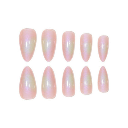 24 Stück Pink Mandel Nägel Zum Aufkleben Kurz Oval Glossy