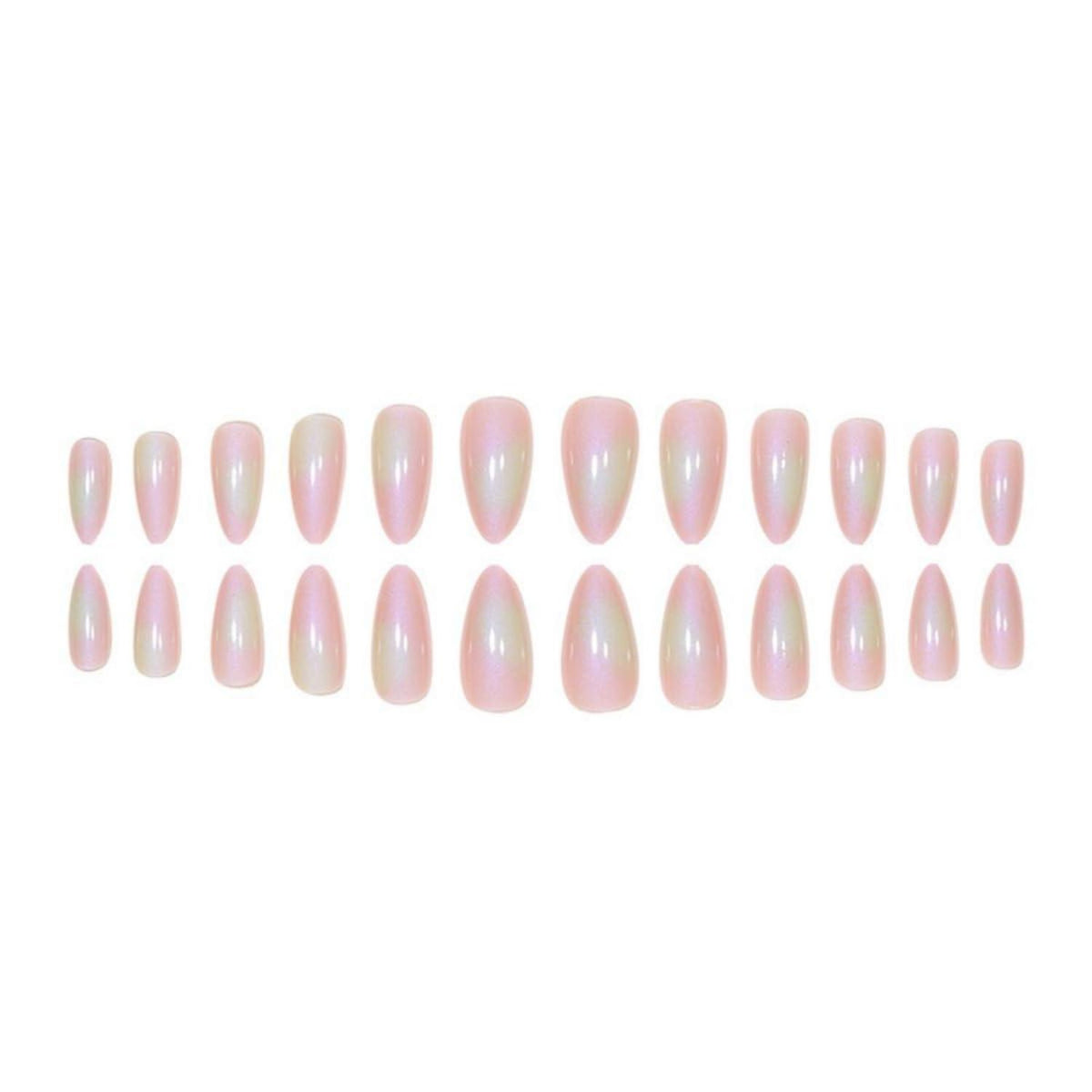 24er Set Rosa Chrome Mandel Nägel für Frauen