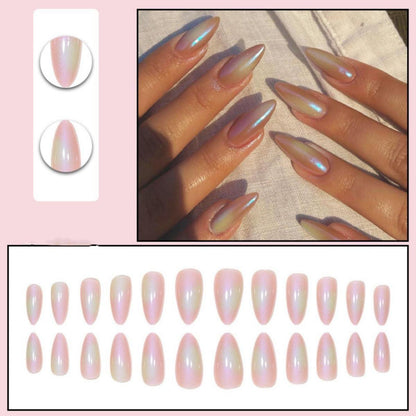 24er Set Pink Chrome Mandel Kunstnägel - Press on Nägel - Oval - Künstliche Nägel