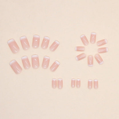 24 Stück Gradient Eckig Nude Press on Nägel - Weiß Glossy
