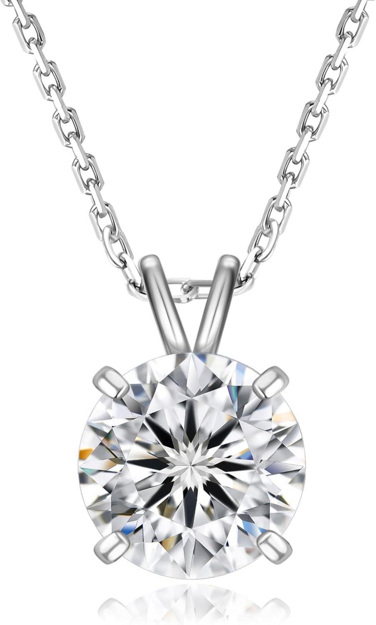 Moissanite Anhänger Kette 925 Silber 2 Karat Damen VVS1 D Moissanit