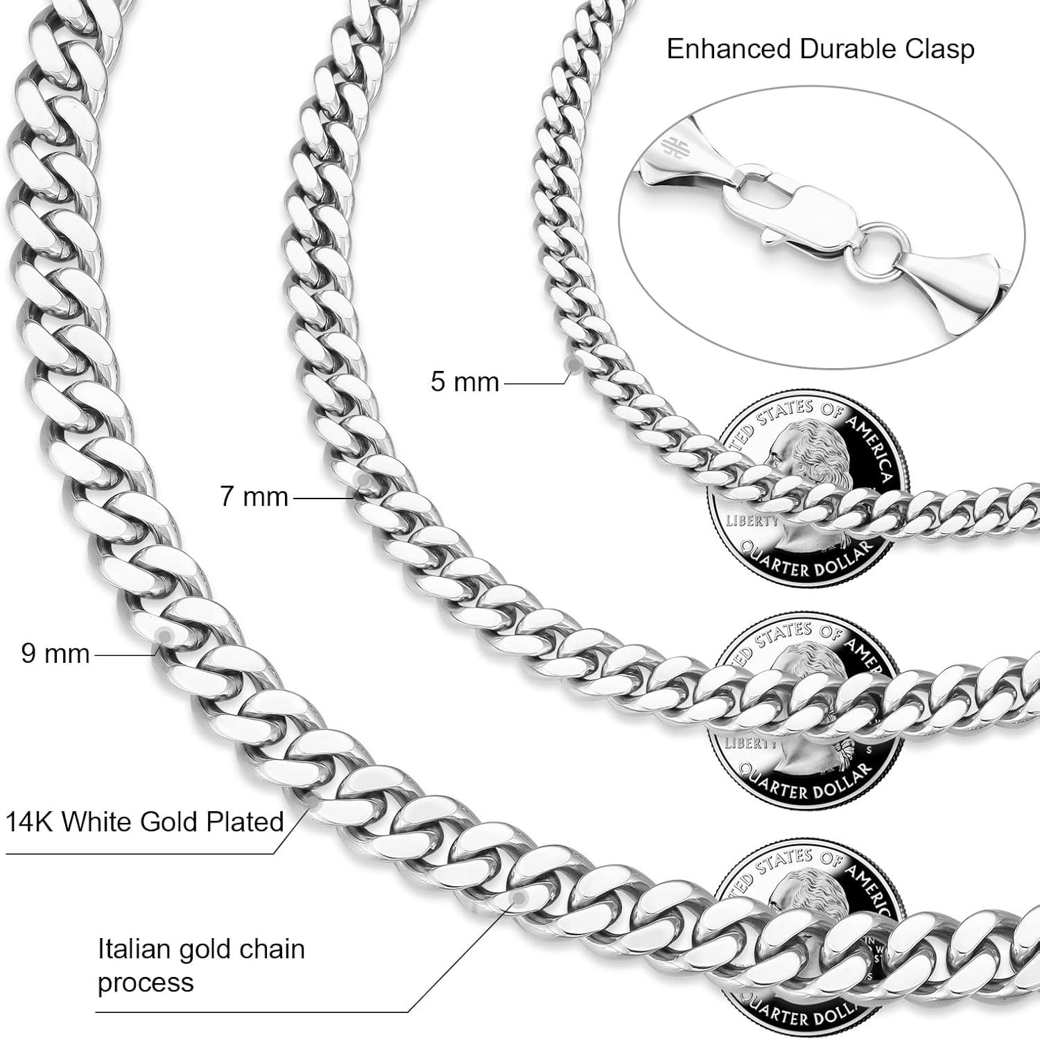 Herren Halskette Edelstahl Panzerkette 7mm 66cm Cuban Link Chain Goldkette